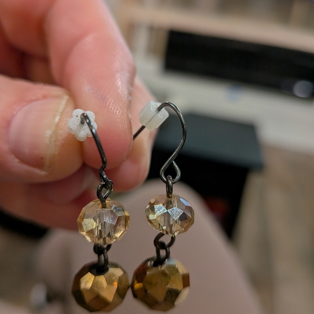 Chic Gold and Silver Dangle Earrings